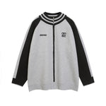 復古拼色刺綉立領針織外套