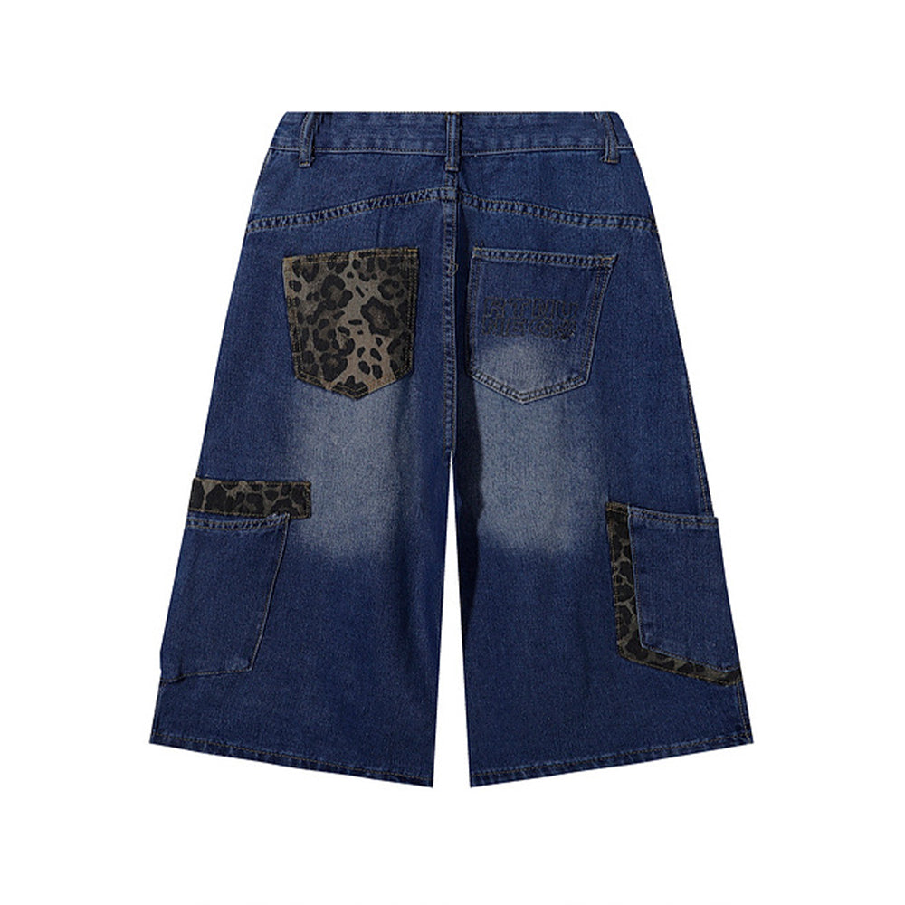 Panelled cargo cropped jeans