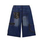 Panelled cargo cropped jeans