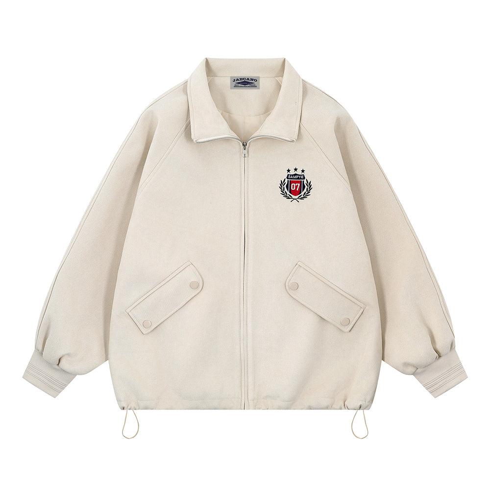 vintage badge stand collar jacket