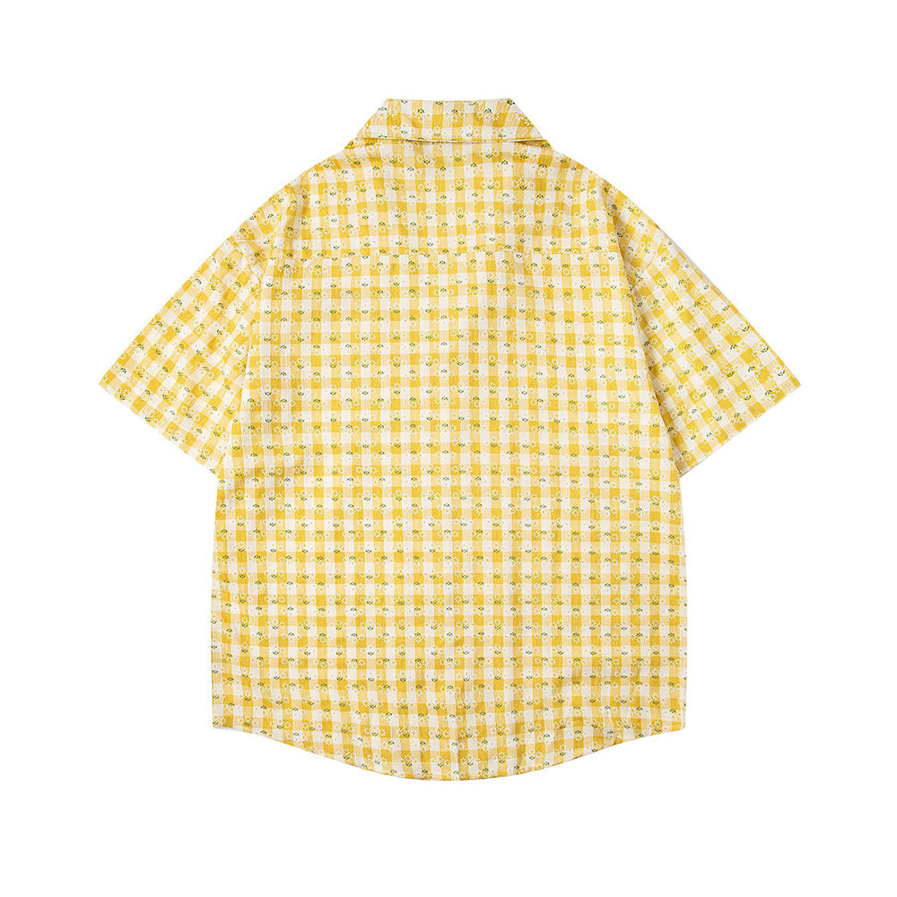 Badge Plaid Short Sleeve Shirt