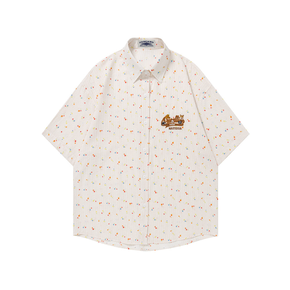 卡通刺綉短袖襯衫