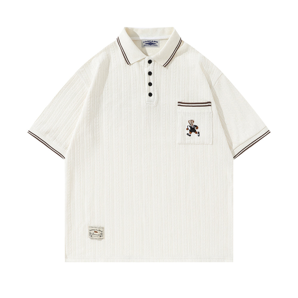 레트로 컬리지 스타일 베어 반팔