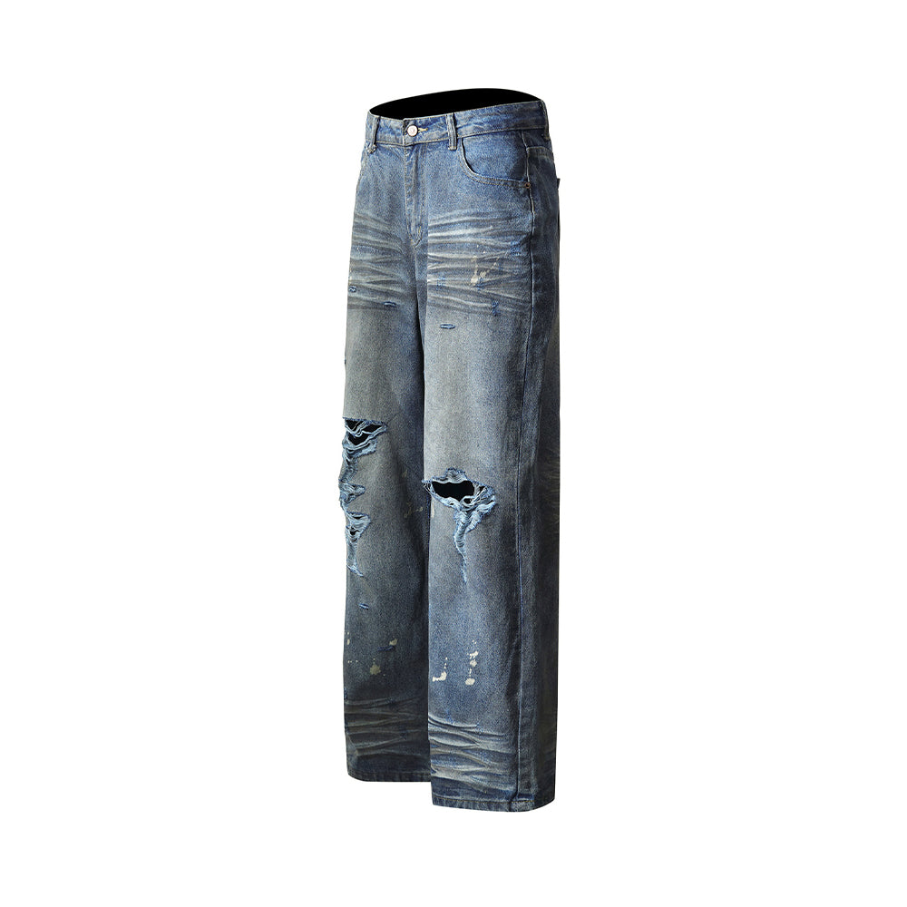 Vintage distressed straight jeans