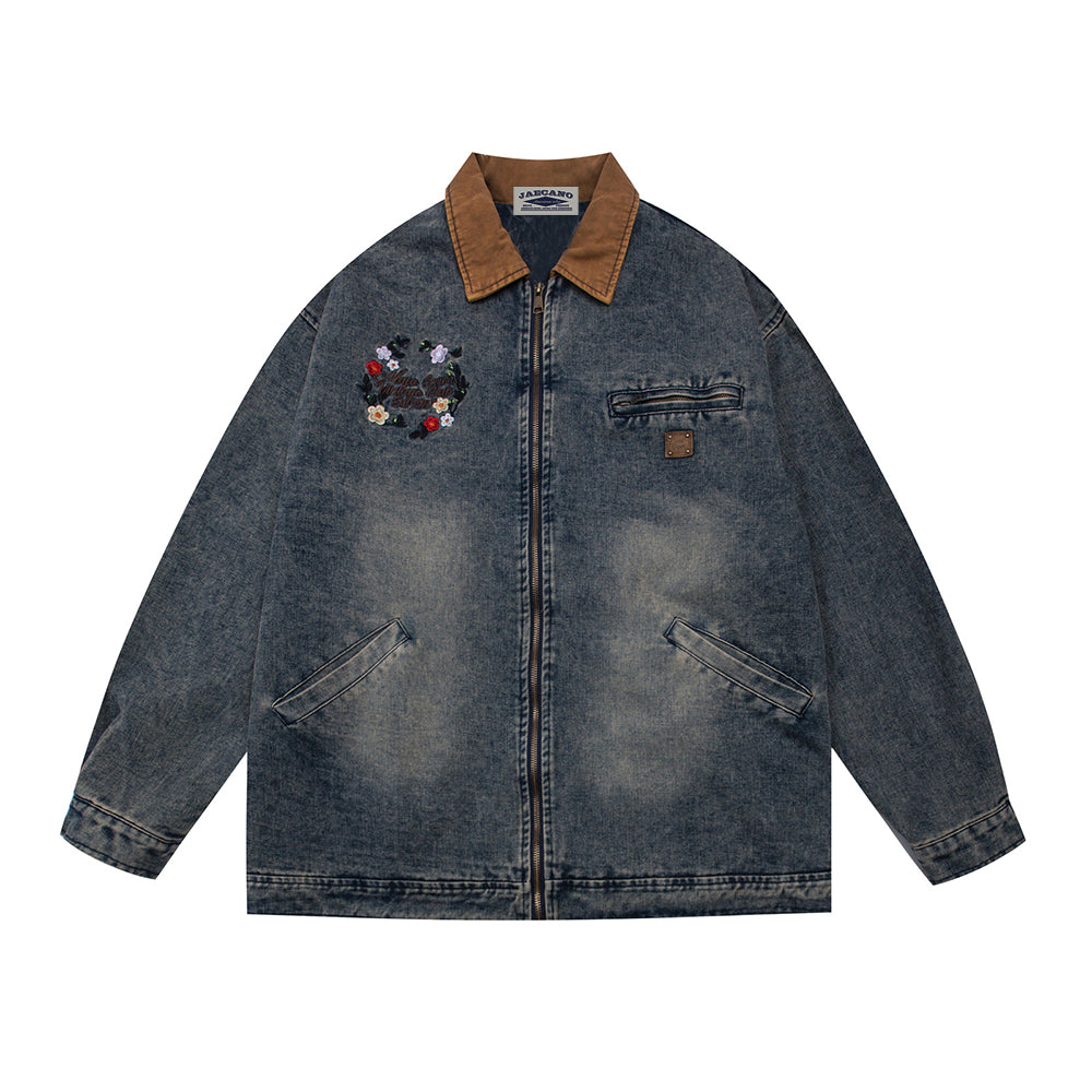 Retro contrast denim jacket