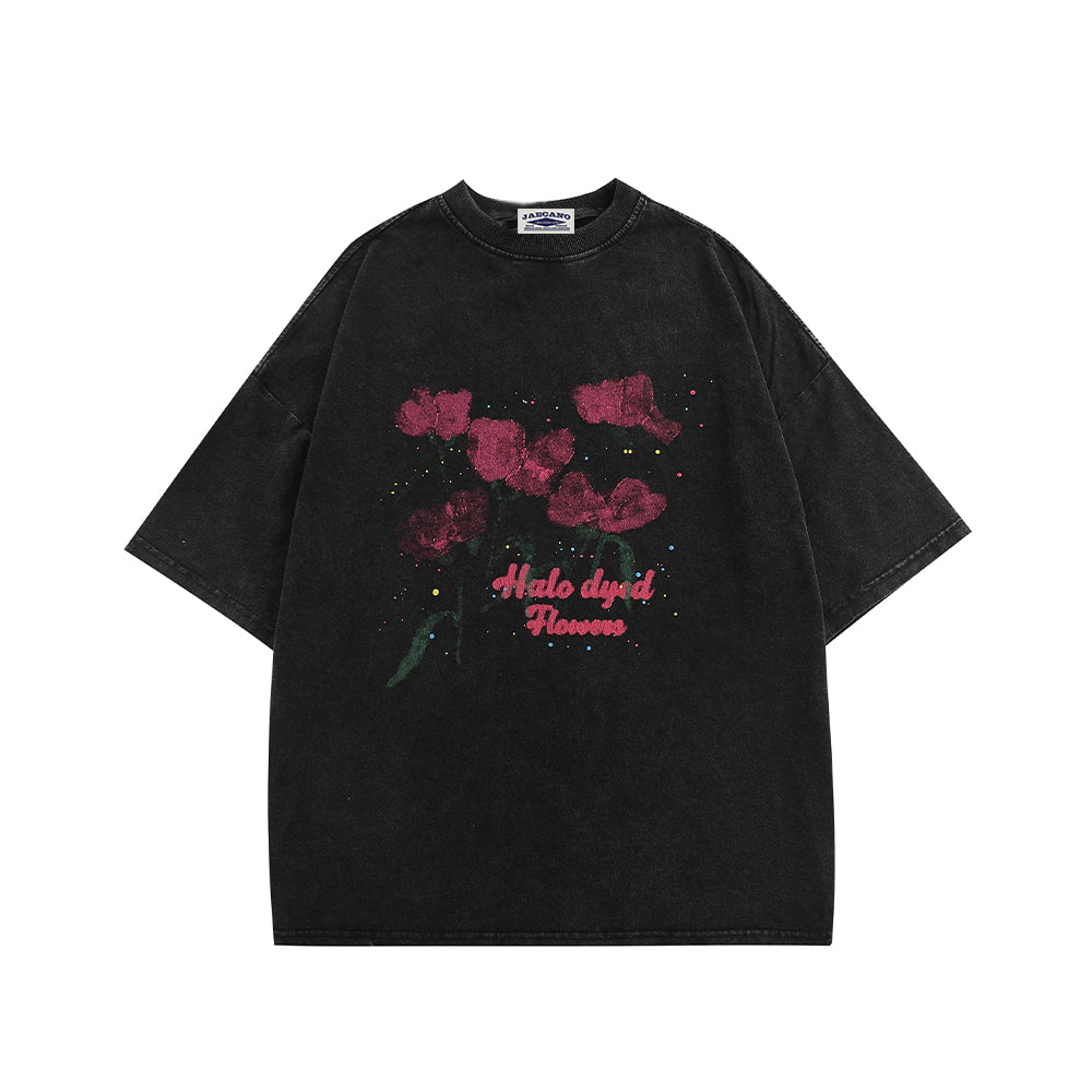 아메리칸 레트로 꽃무늬 반소매