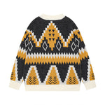 Loose diamond-patterned thickened sweater