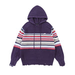 復古撞色條紋連帽衛衣