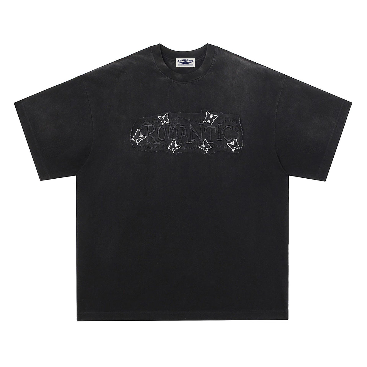 American retro patch washed short sleeves