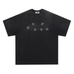 American retro patch washed short sleeves