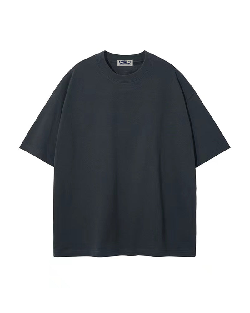 クルーネック無地オーバーサイズカップル半袖Tシャツ