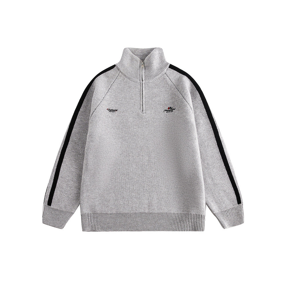 復古運動風立領毛衣