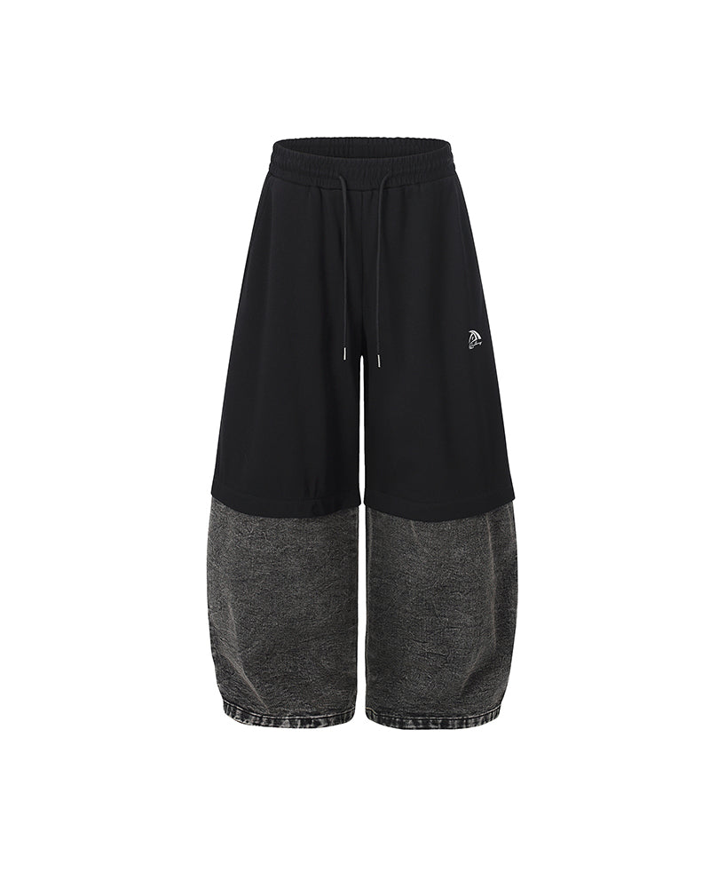 Denim patchwork trousers