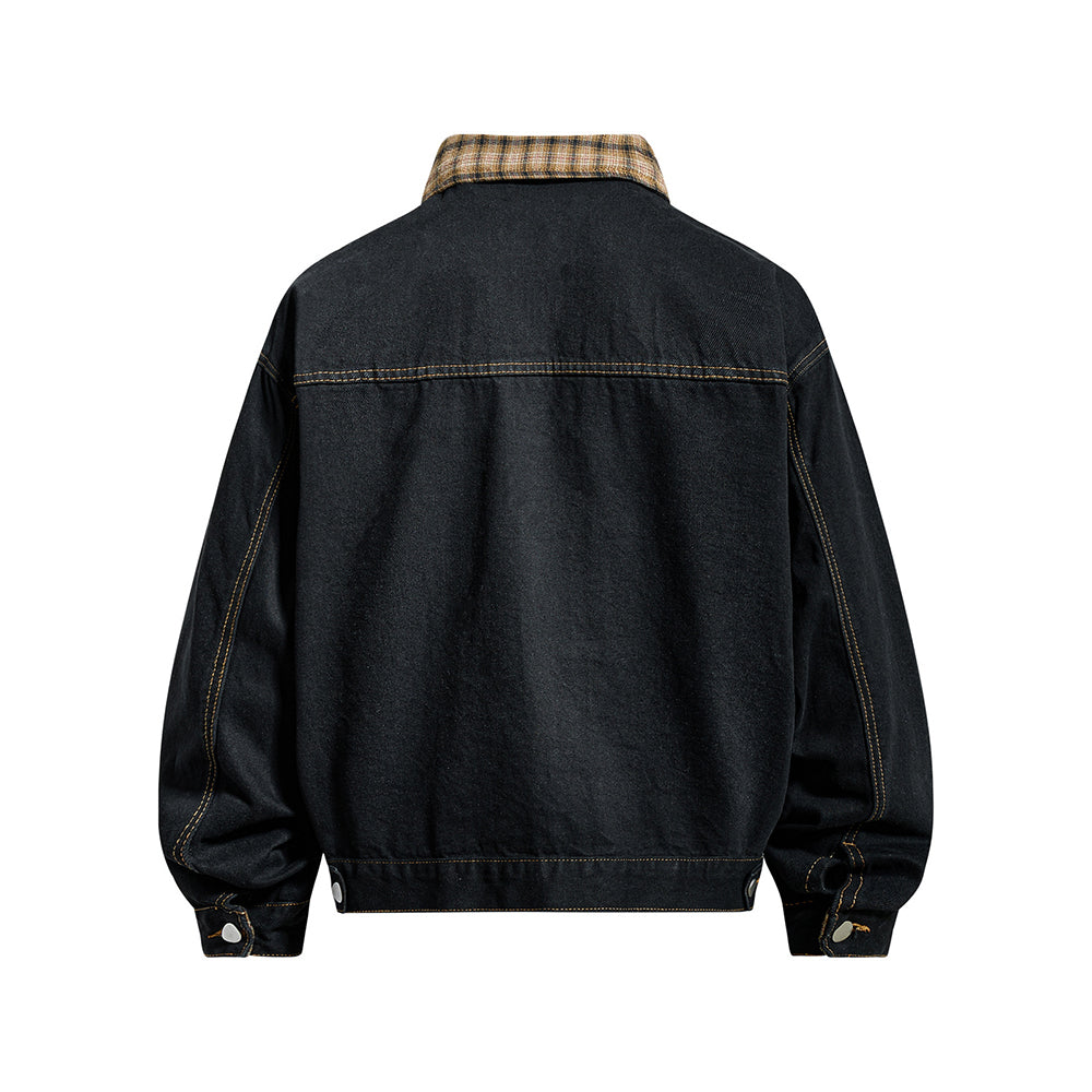 Patchwork plaid embroidered coat