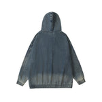 水洗牛仔連帽衛衣