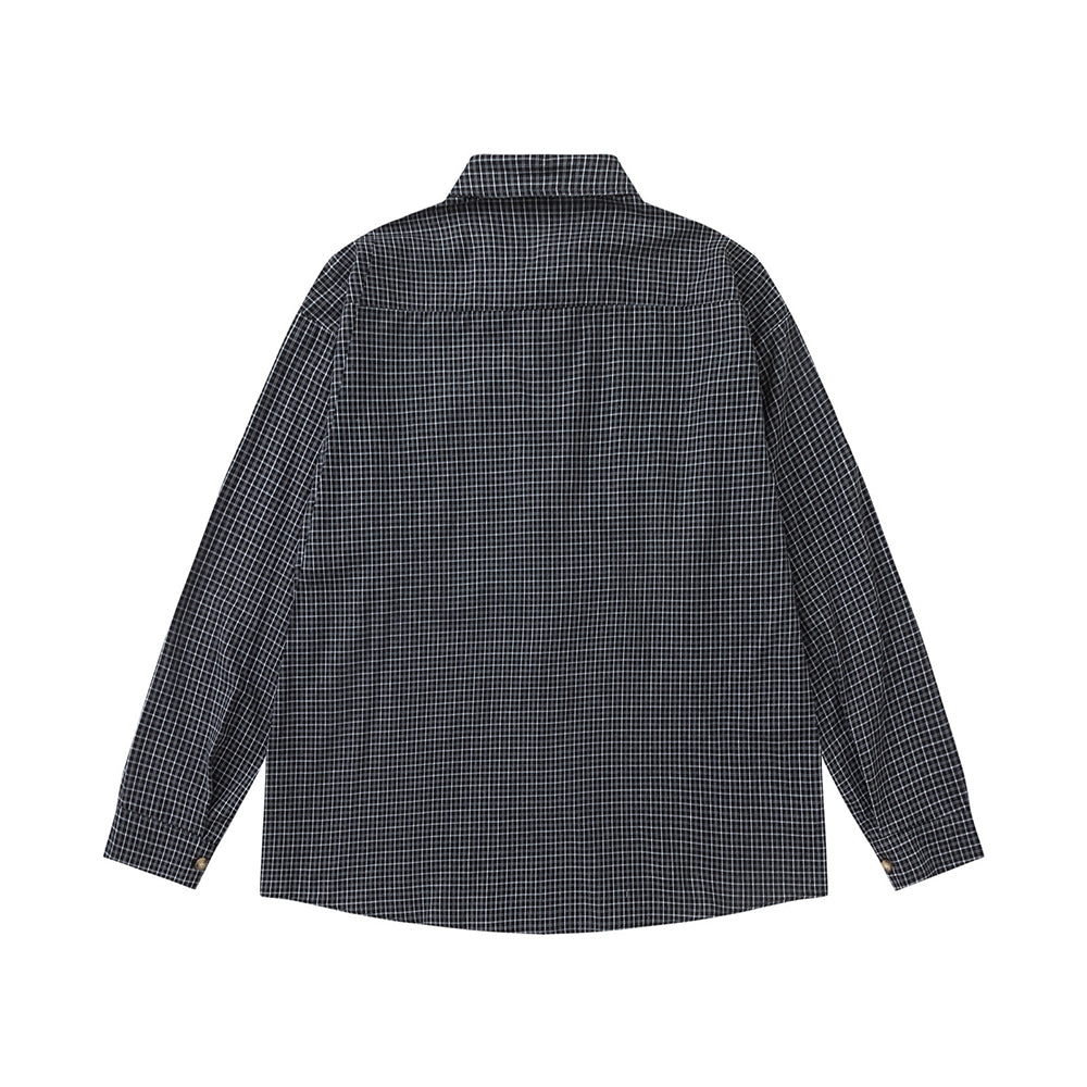 復古格子長袖襯衫