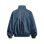 Washed stand-up collar denim jacket