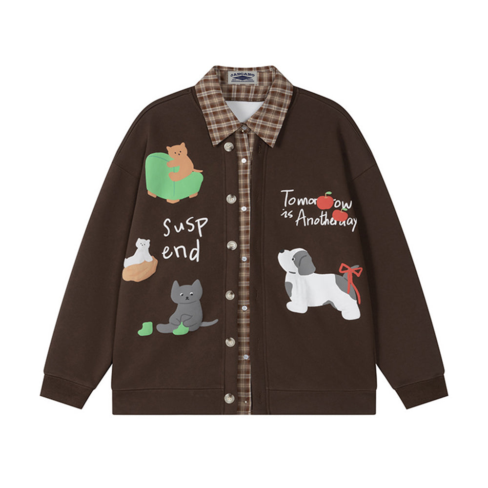 Collared faux two-piece couple top