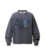 Retro distressed casual sweatshirt