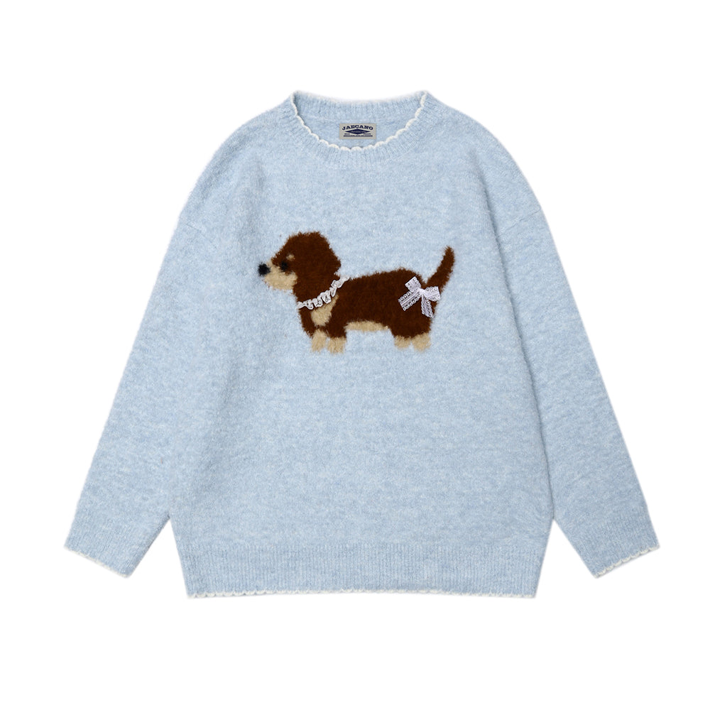 Vintage cute embroidered crew neck sweater