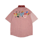 刺綉撞色短袖襯衫