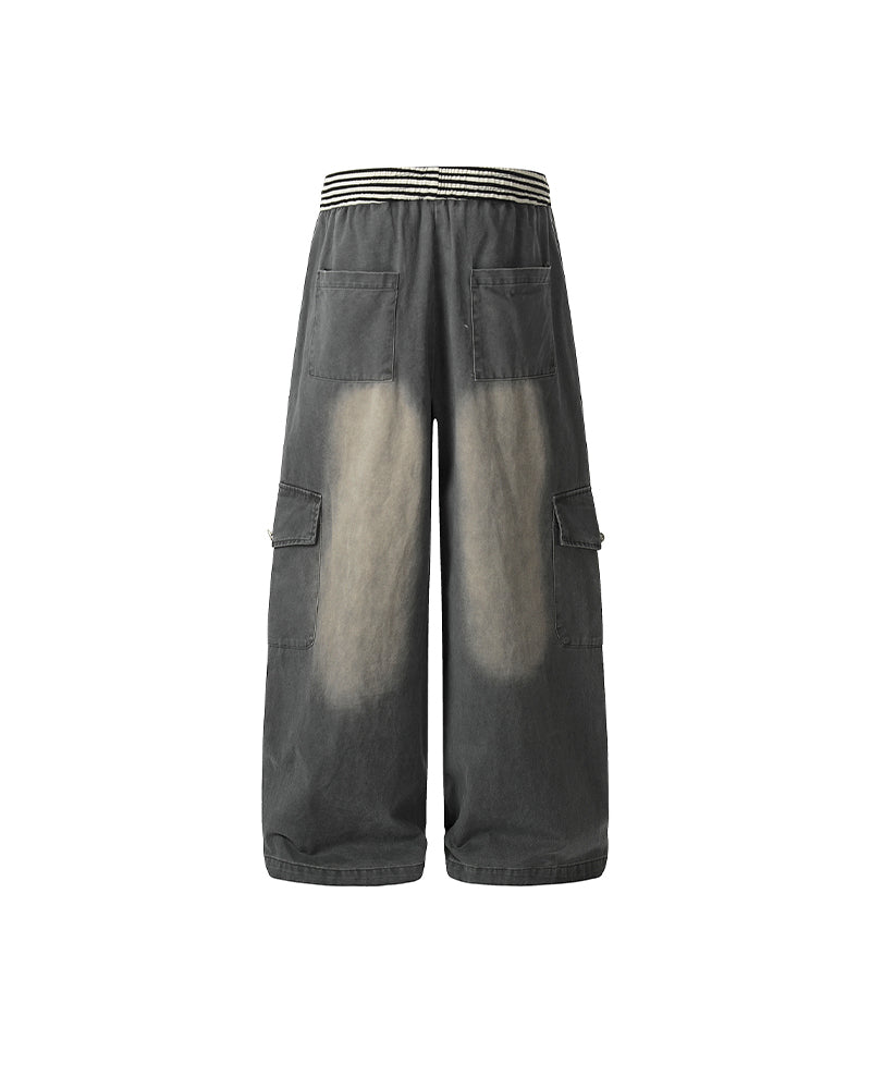 Retro distressed casual pants