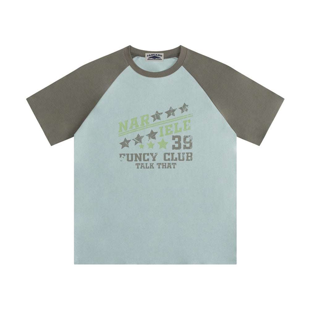 컬러블록 프린트 반팔