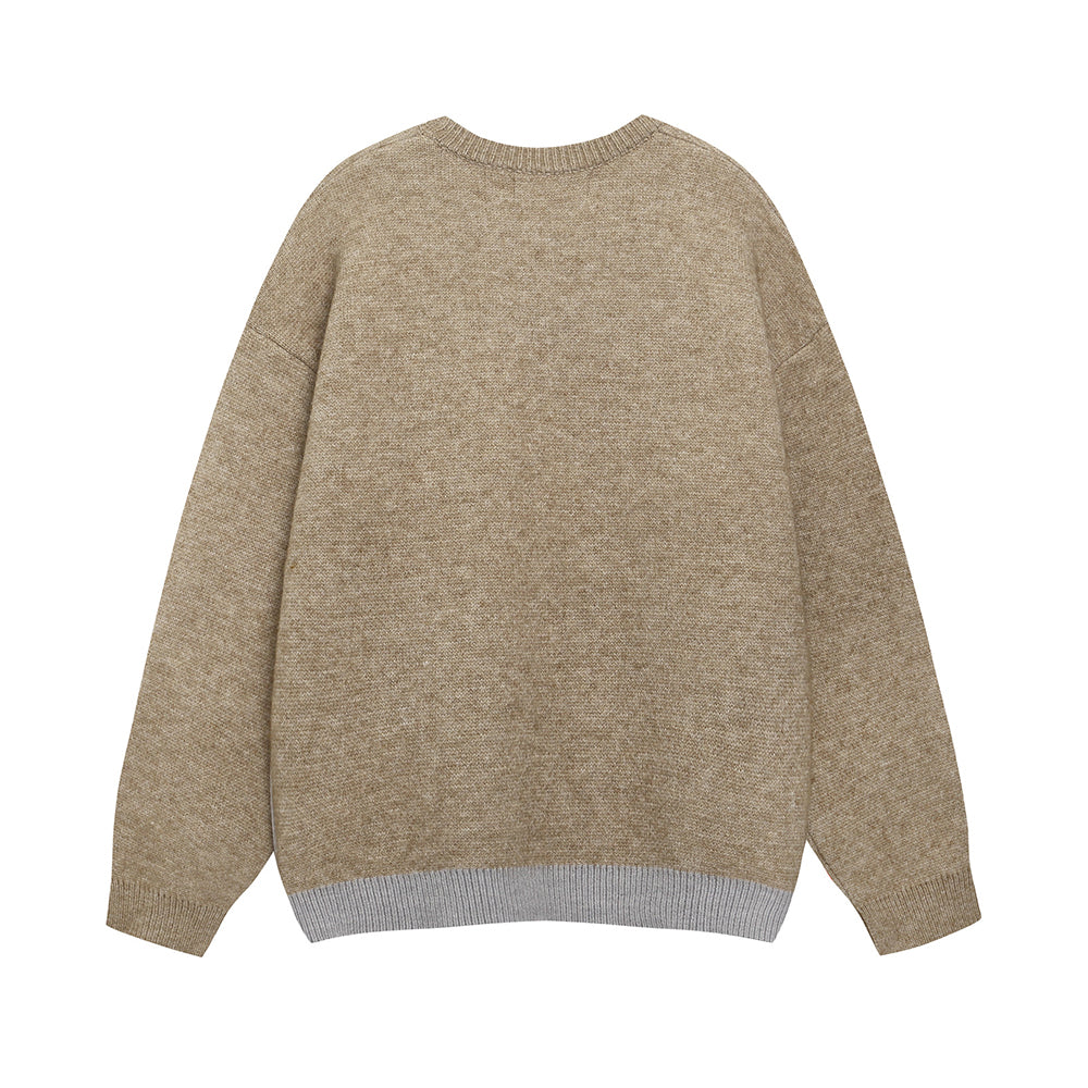 레트로 컬러 블록 폴라베어 스웨터