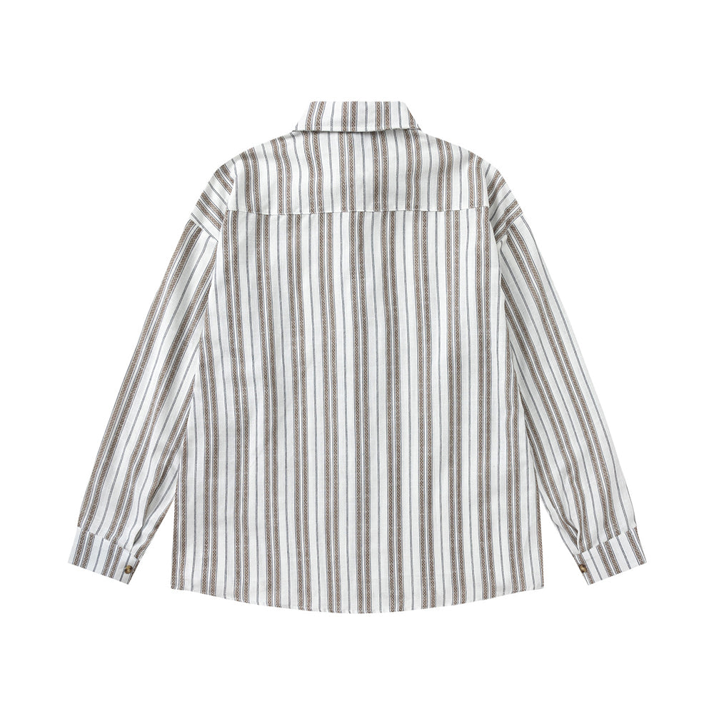 條紋長袖襯衫