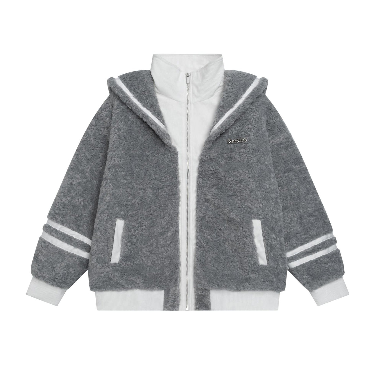 Retro fur patchwork cotton jacket