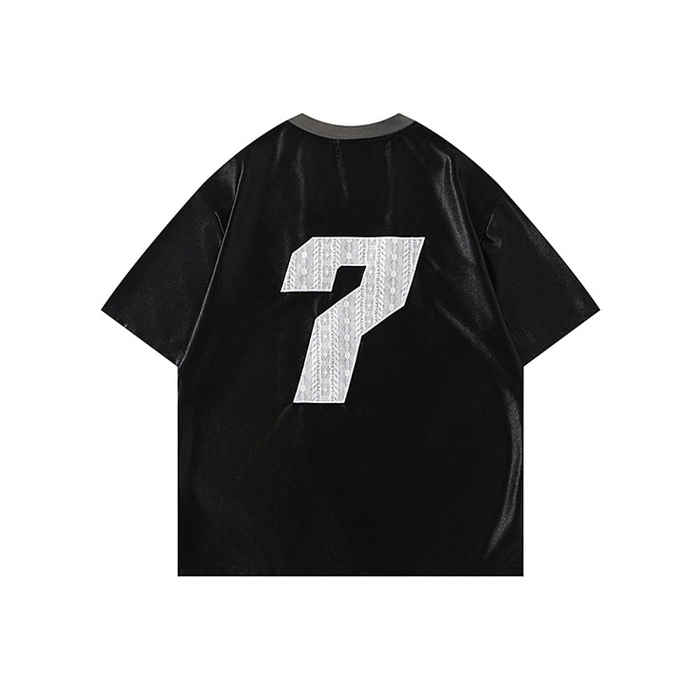 V領拼接運動短袖