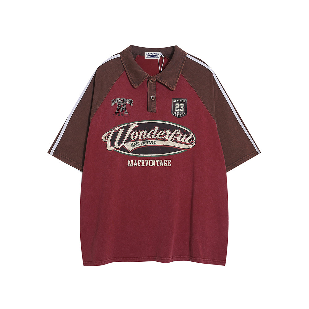 아메리칸 레트로 스티치 스포츠 반소매