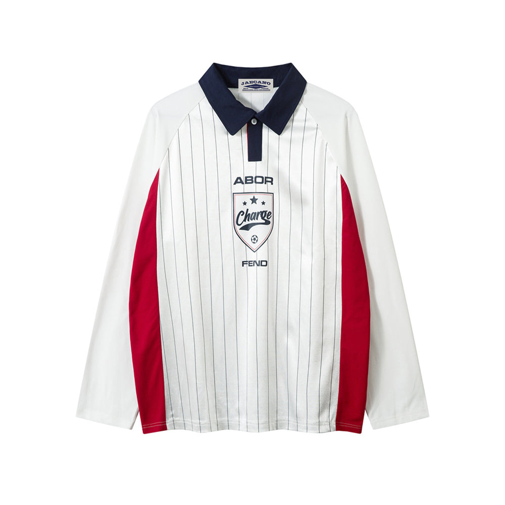 Retro sports contrast color long-sleeved jersey