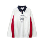 Retro sports contrast color long-sleeved jersey