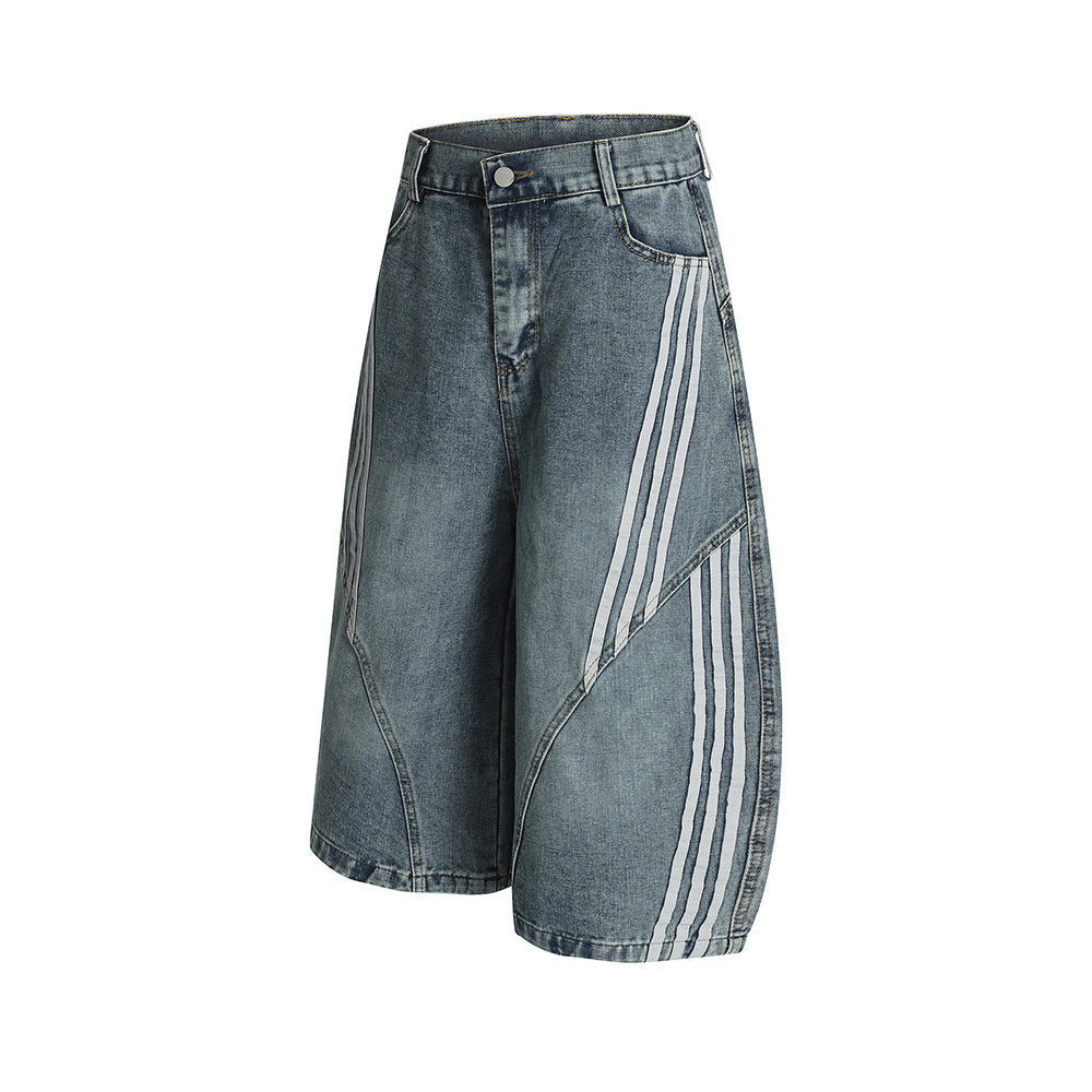 Vintage Washed Cropped Denim Shorts