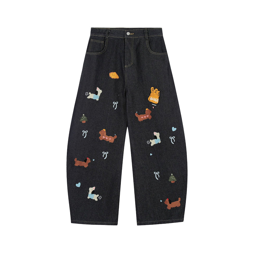 復古簡約水洗牛仔褲