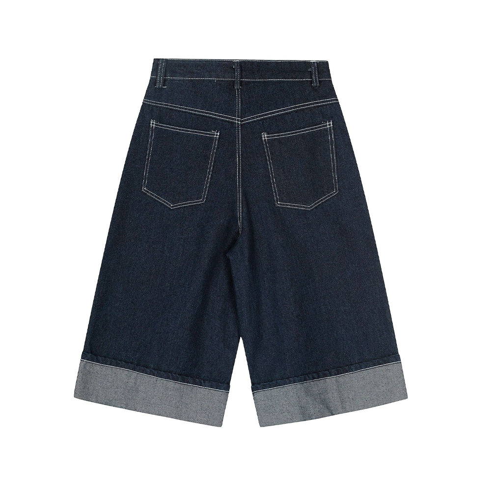休閑復古牛仔五分短褲