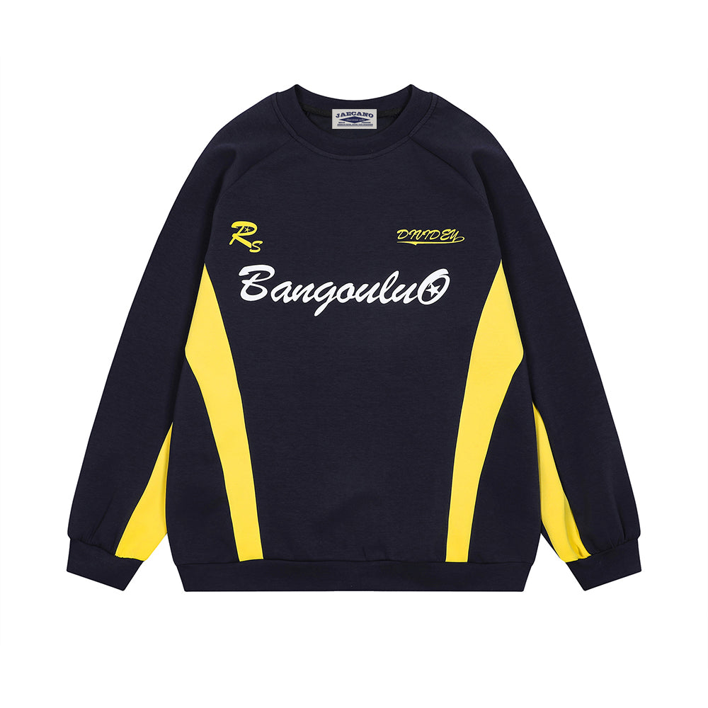 Retro color block crew neck sweatshirt