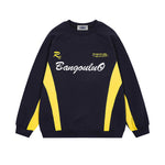 Retro color block crew neck sweatshirt