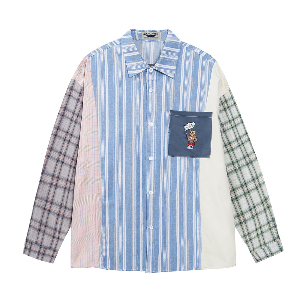 撞色卡通情侶襯衫