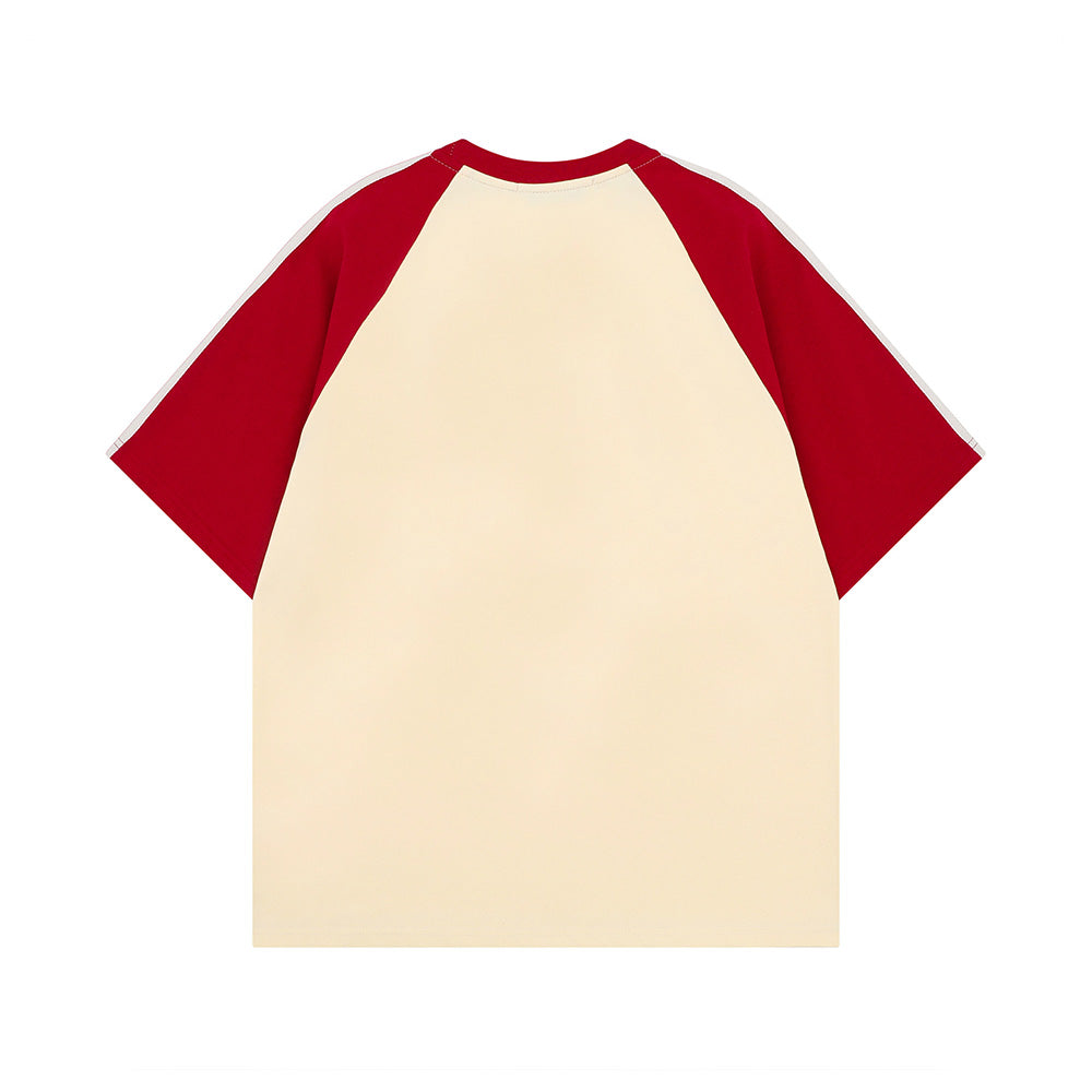 레트로 콘트라스트 프린트 반소매