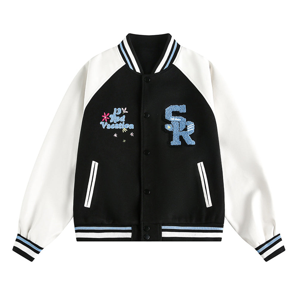 Retro patchwork baseball jacket