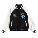 Retro patchwork baseball jacket