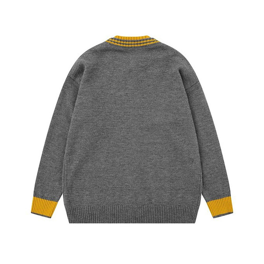 대비색 크루넥 스웨터