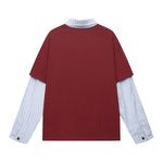 Retro patchwork fake two-piece lapel long sleeves