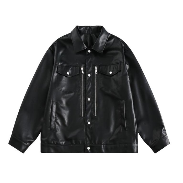 Retro motorcycle leather jacket