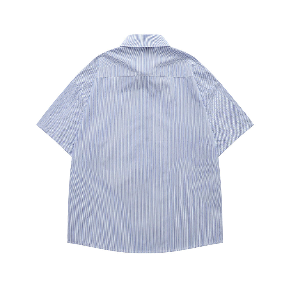 embroidered striped short-sleeved shirt