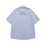 embroidered striped short-sleeved shirt