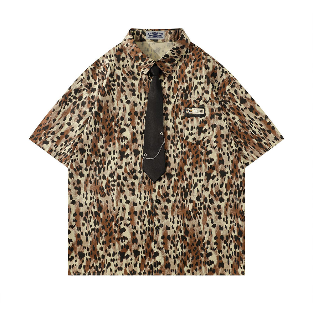 Vintage leopard print short sleeve shirt