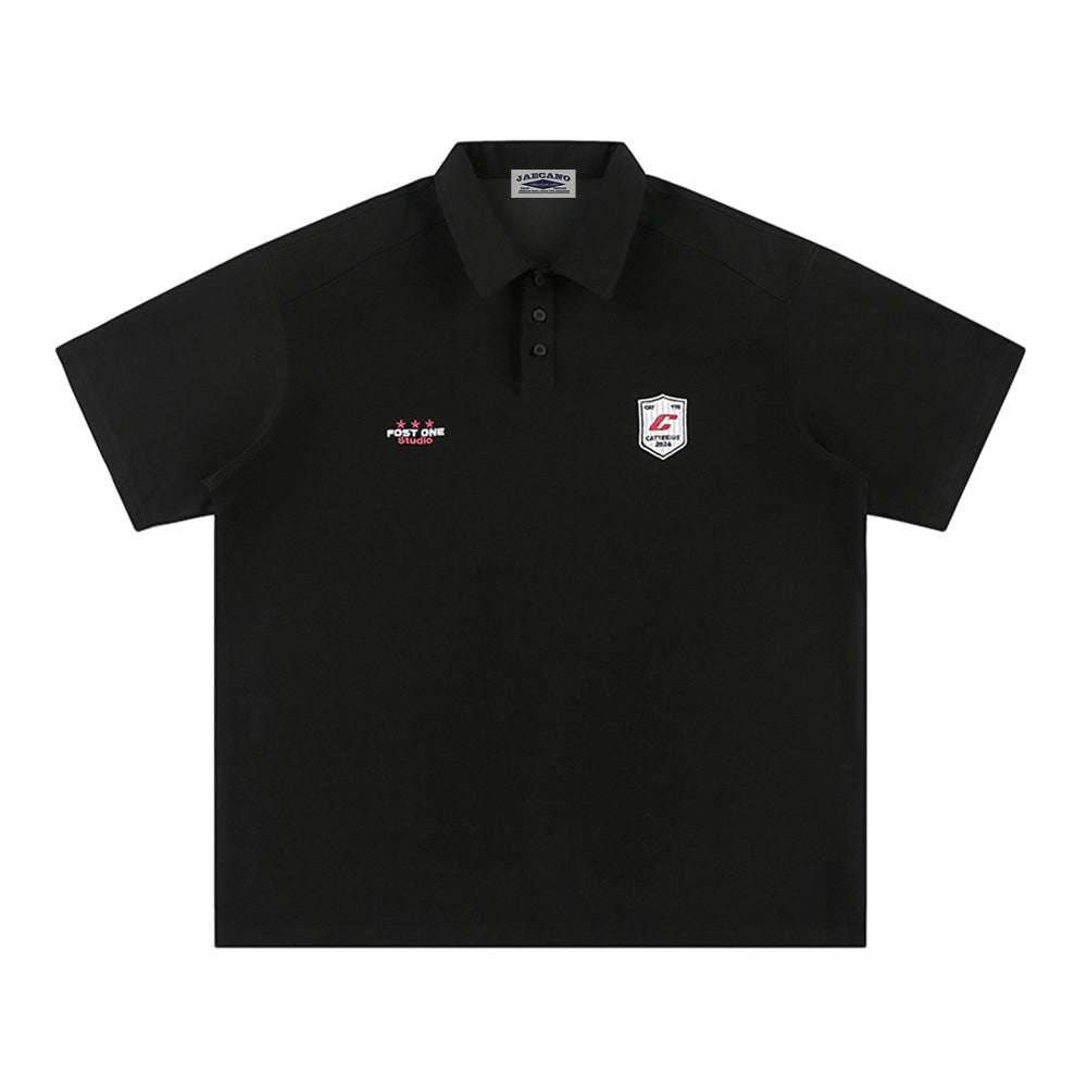 Retro solid color polo short sleeve